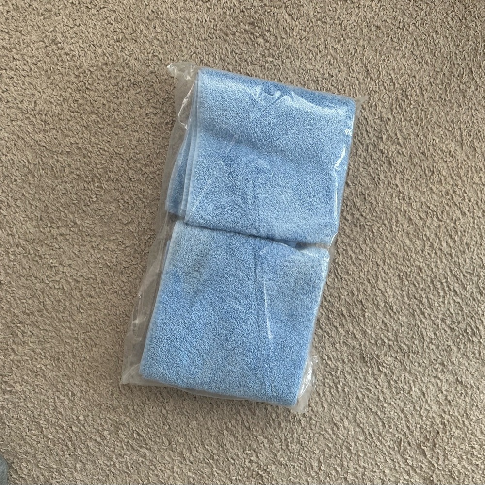 2 Turkish Cotton Blue Hand Towels